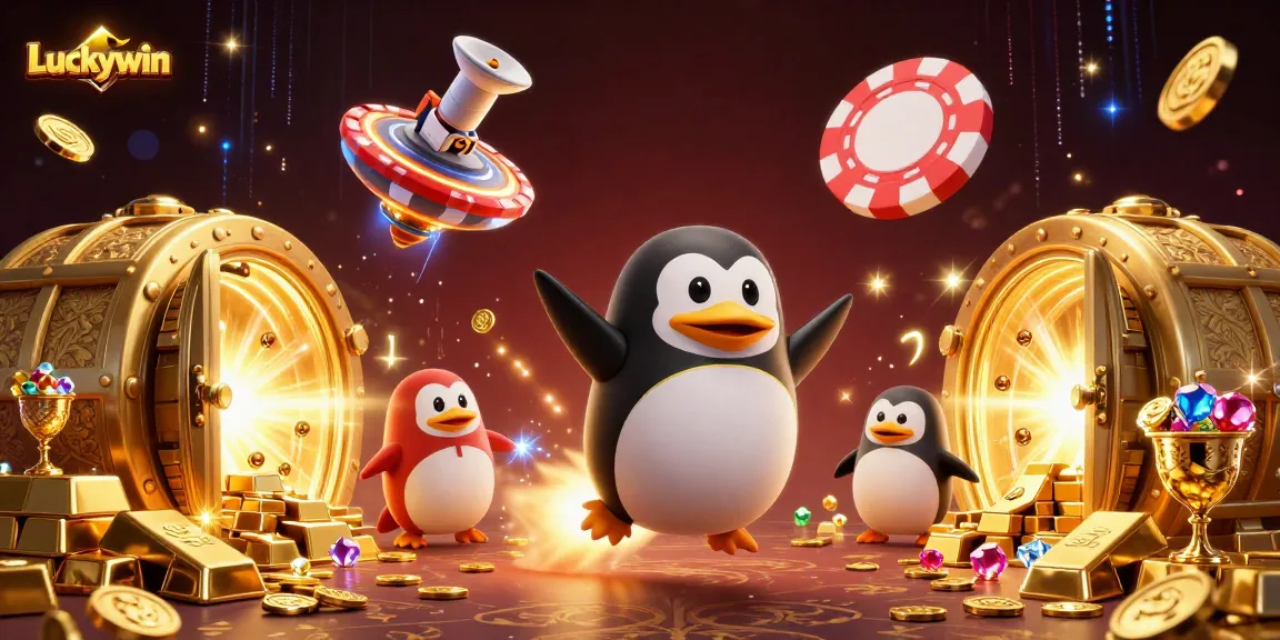 Experience the excitement at Luckywin, where a rocket-powered penguin journeys to a casino space station!