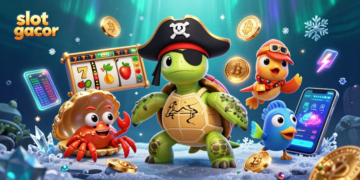 Experience thrilling slot gacor action with pirate turtle, crab, and parrotfish amidst dazzling treasures.