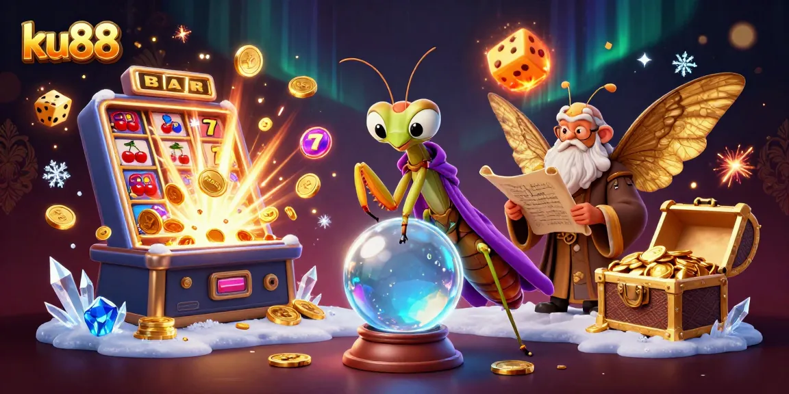 Engage with ku88's exciting slot games and fortune teller vibes in this vibrant scene.