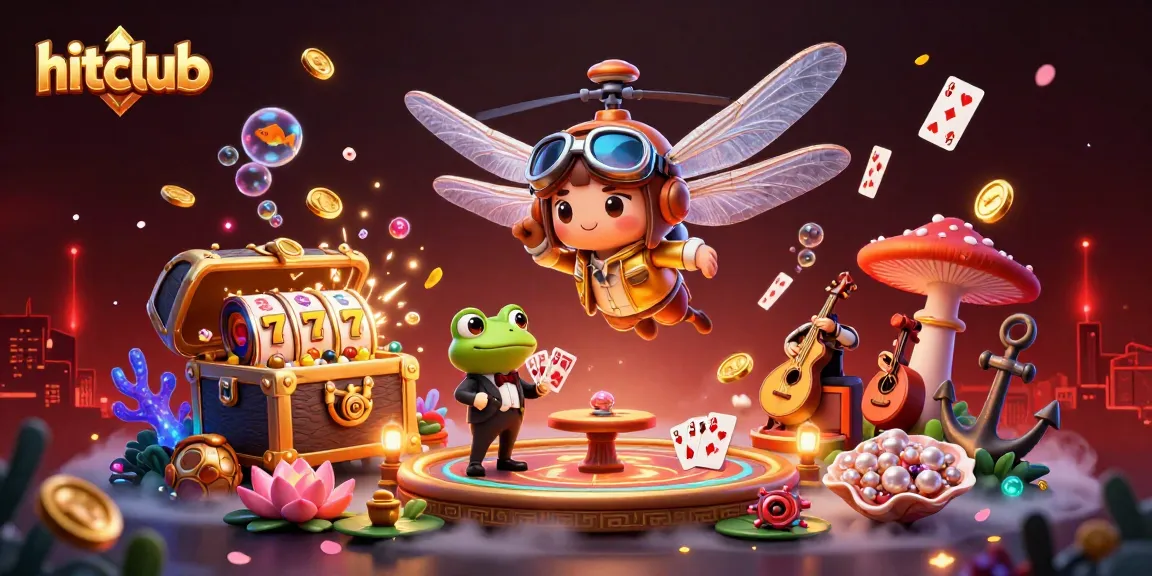 Engage with hitclub's vibrant casino fantasy featuring a dragonfly pilot, frog croupier, and jazz-playing crickets.